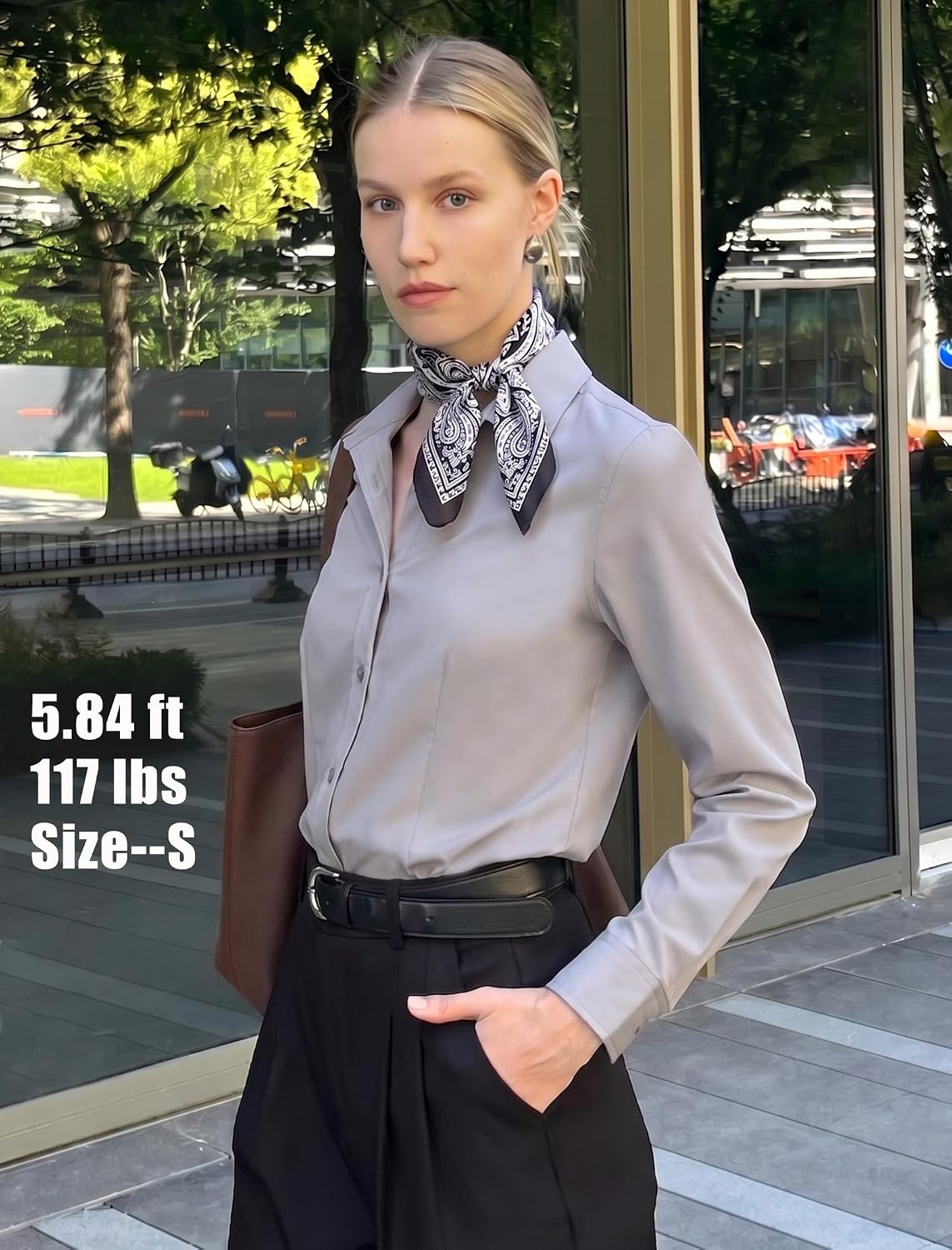 image:imageZeagoo Womens Wrinkle Free Button Down Shirts Long Sleeve Business TopsGrey