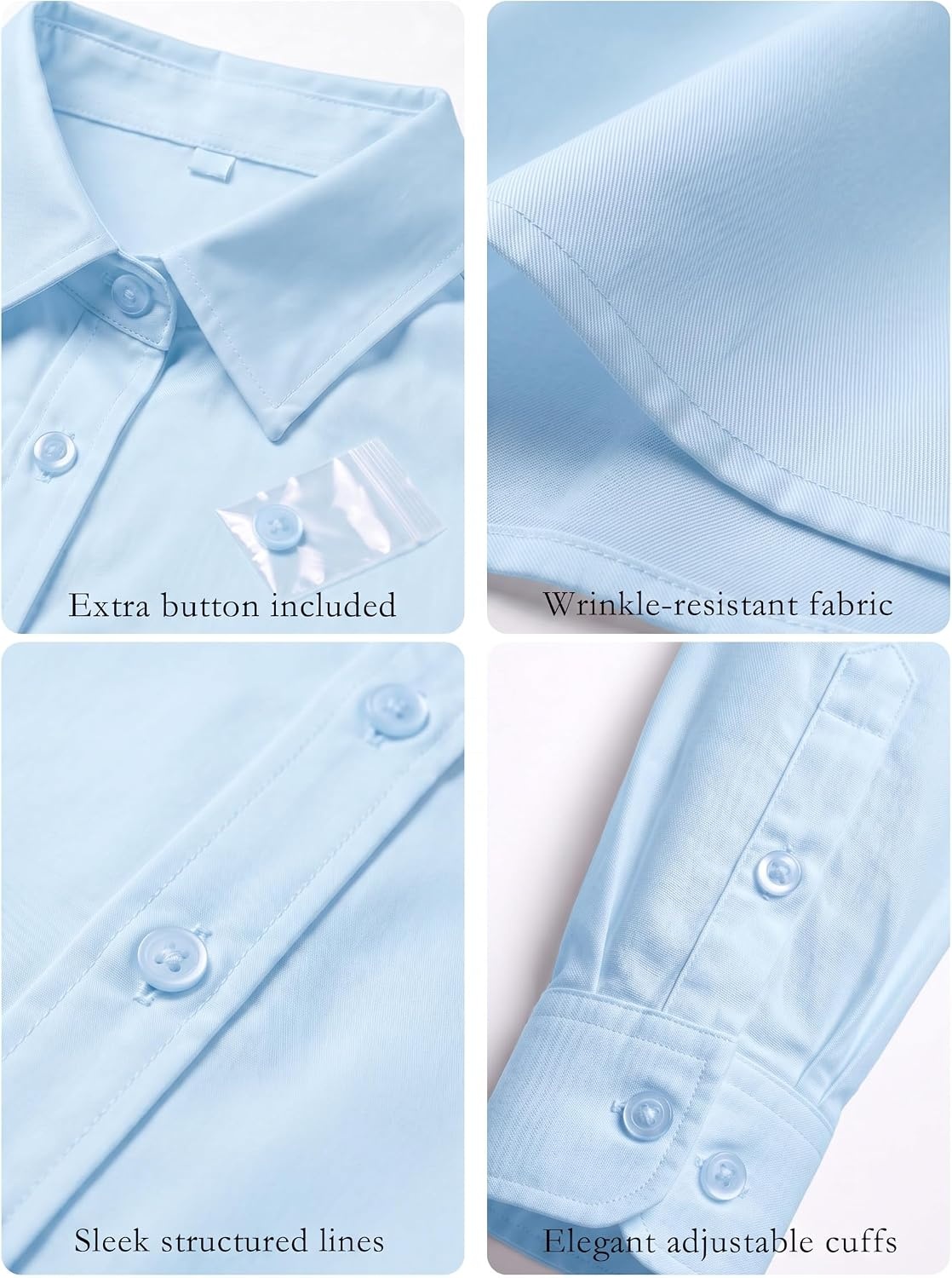 image:imageZeagoo Womens Wrinkle Free Button Down Shirts Long Sleeve Business TopsLight Blue