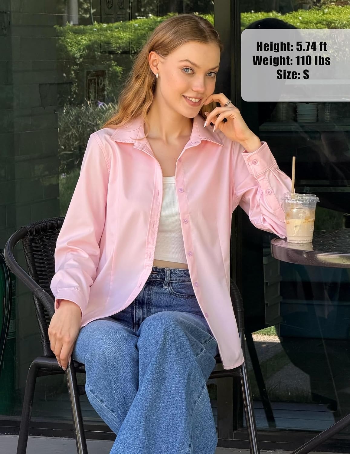 image:imageZeagoo Womens Wrinkle Free Button Down Shirts Long Sleeve Business TopsPink