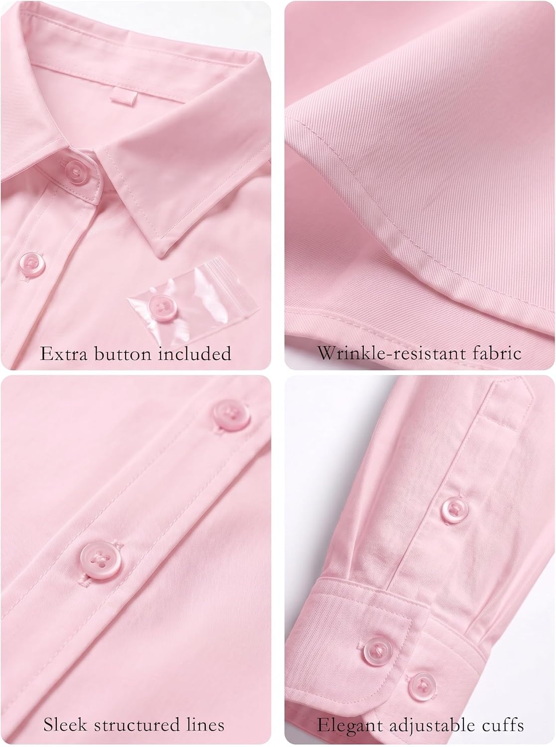image:imageZeagoo Womens Wrinkle Free Button Down Shirts Long Sleeve Business TopsPink