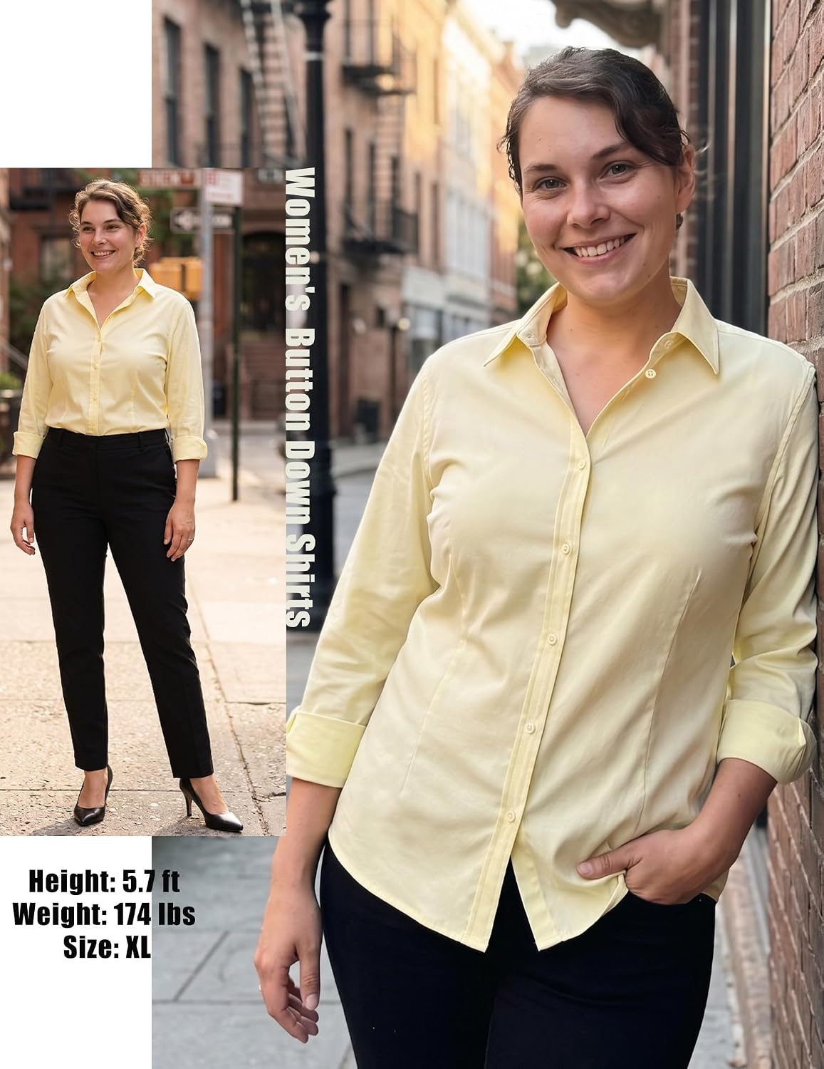 image:imageZeagoo Womens Wrinkle Free Button Down Shirts Long Sleeve Business TopsYellow