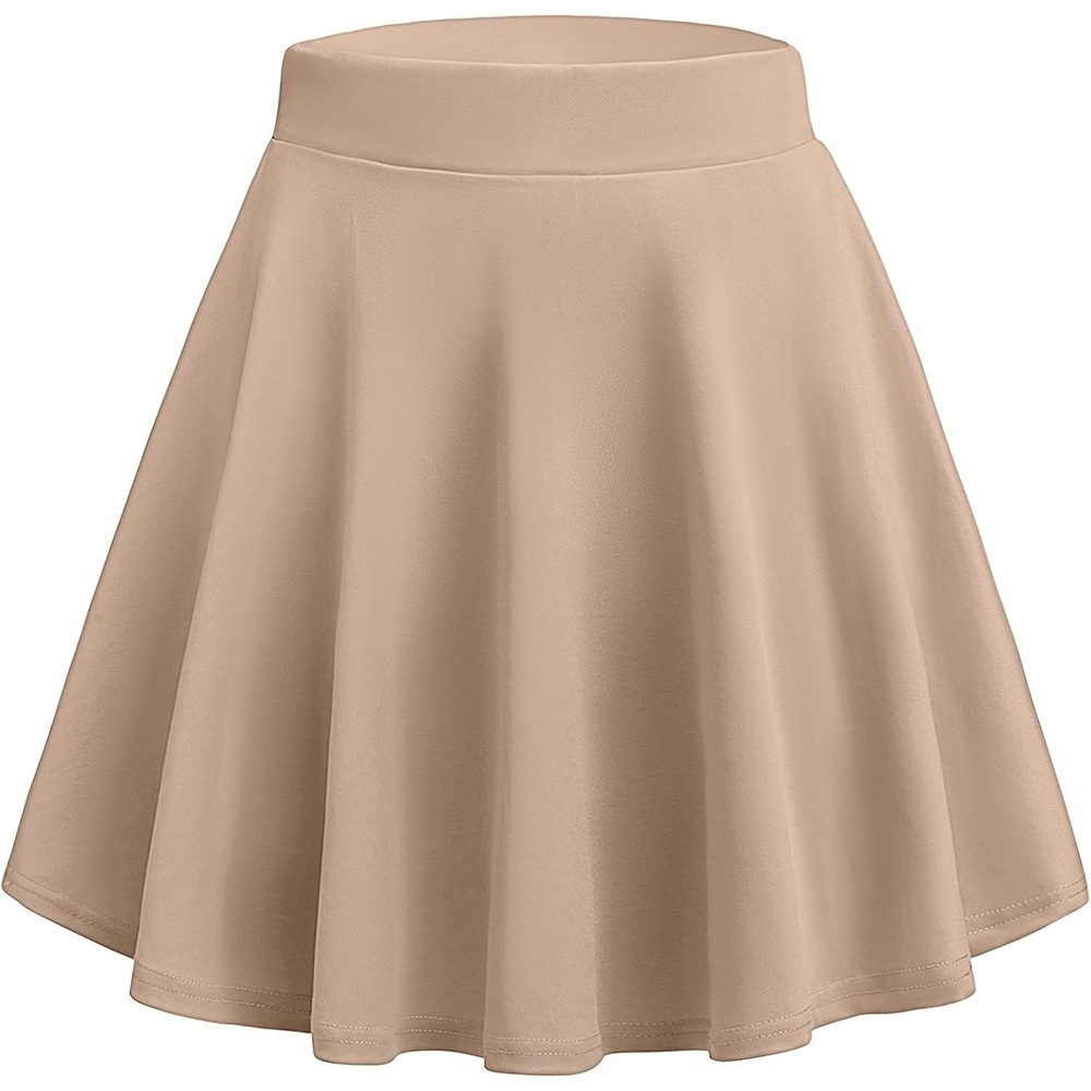 image:imageZeagoo Womens Skirt Basic Mini Skater Skirt 2026 Summer Skirts Stretchable High Waist ALine Party Club SkirtsBeige