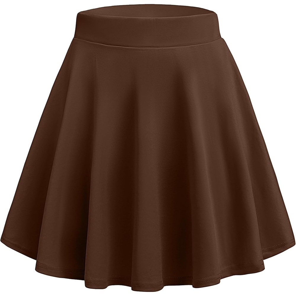 image:imageZeagoo Womens Skirt Basic Mini Skater Skirt 2026 Summer Skirts Stretchable High Waist ALine Party Club SkirtsBrown