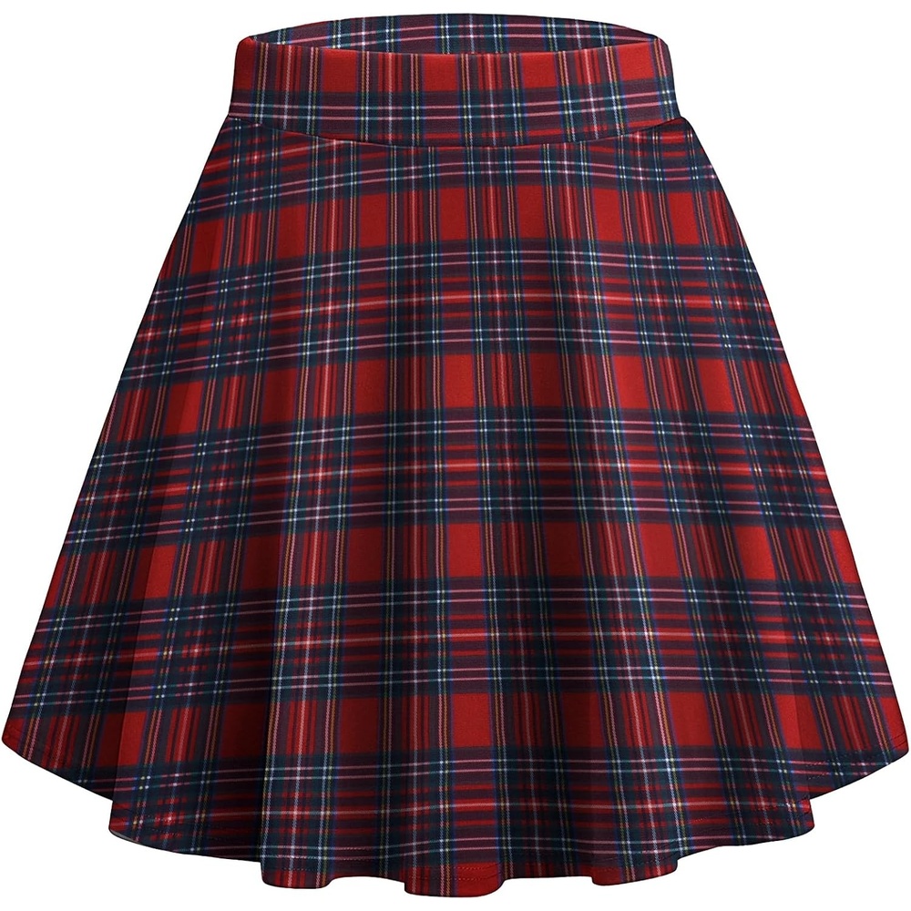 image:imageZeagoo Womens Skirt Basic Mini Skater Skirt 2026 Summer Skirts Stretchable High Waist ALine Party Club SkirtsChristmas Plaid