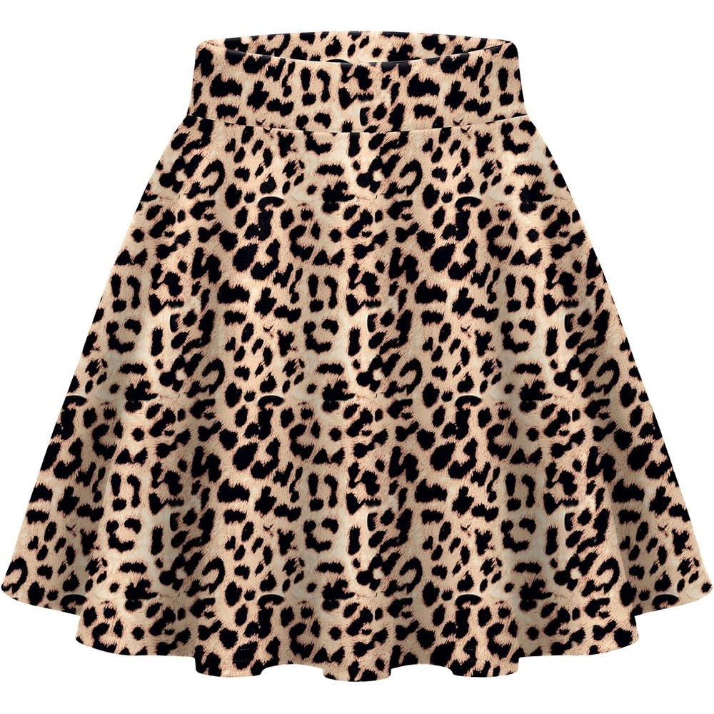 image:imageZeagoo Womens Skirt Basic Mini Skater Skirt 2026 Summer Skirts Stretchable High Waist ALine Party Club SkirtsLeopard Print