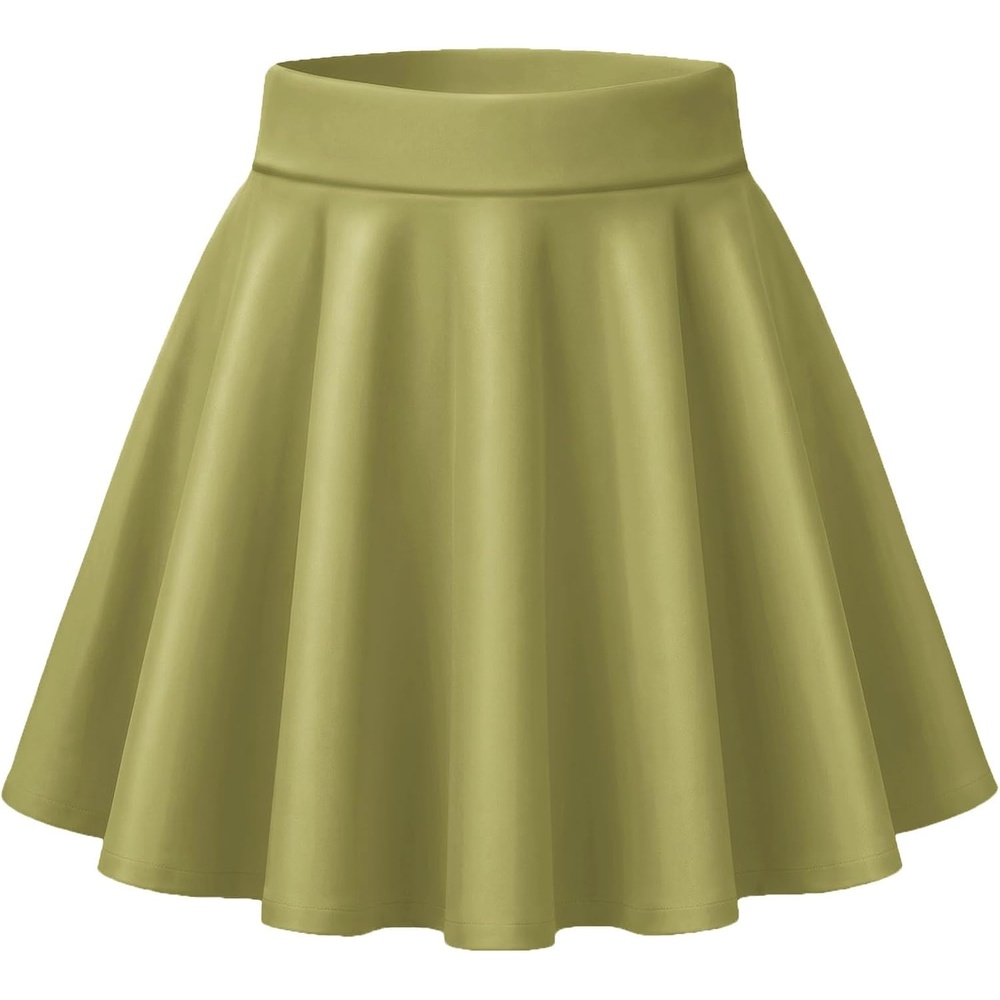 image:imageZeagoo Womens Skirt Basic Mini Skater Skirt 2026 Summer Skirts Stretchable High Waist ALine Party Club SkirtsLime Green