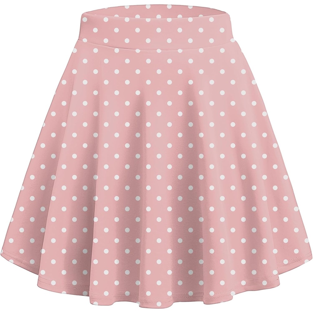image:imageZeagoo Womens Skirt Basic Mini Skater Skirt 2026 Summer Skirts Stretchable High Waist ALine Party Club SkirtsPink White Dot