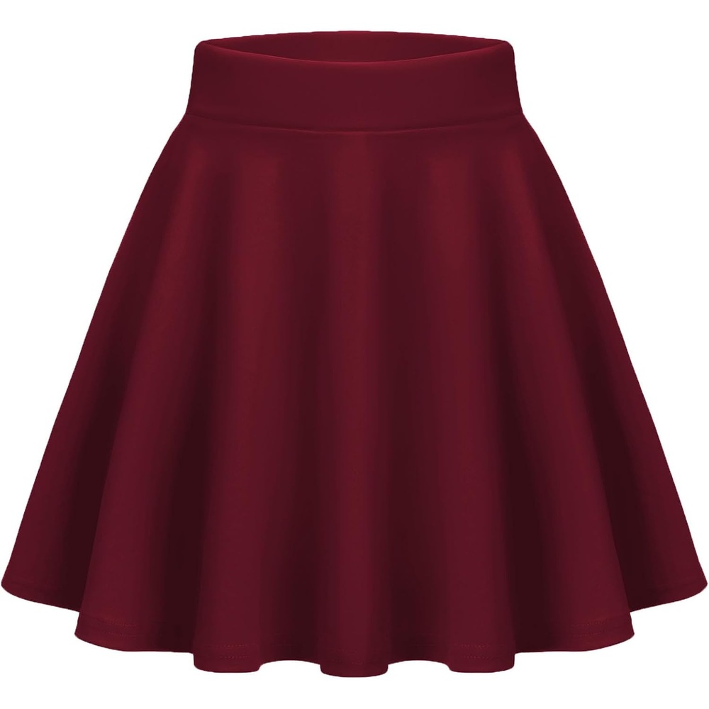 image:imageZeagoo Womens Skirt Basic Mini Skater Skirt 2026 Summer Skirts Stretchable High Waist ALine Party Club SkirtsWine Red