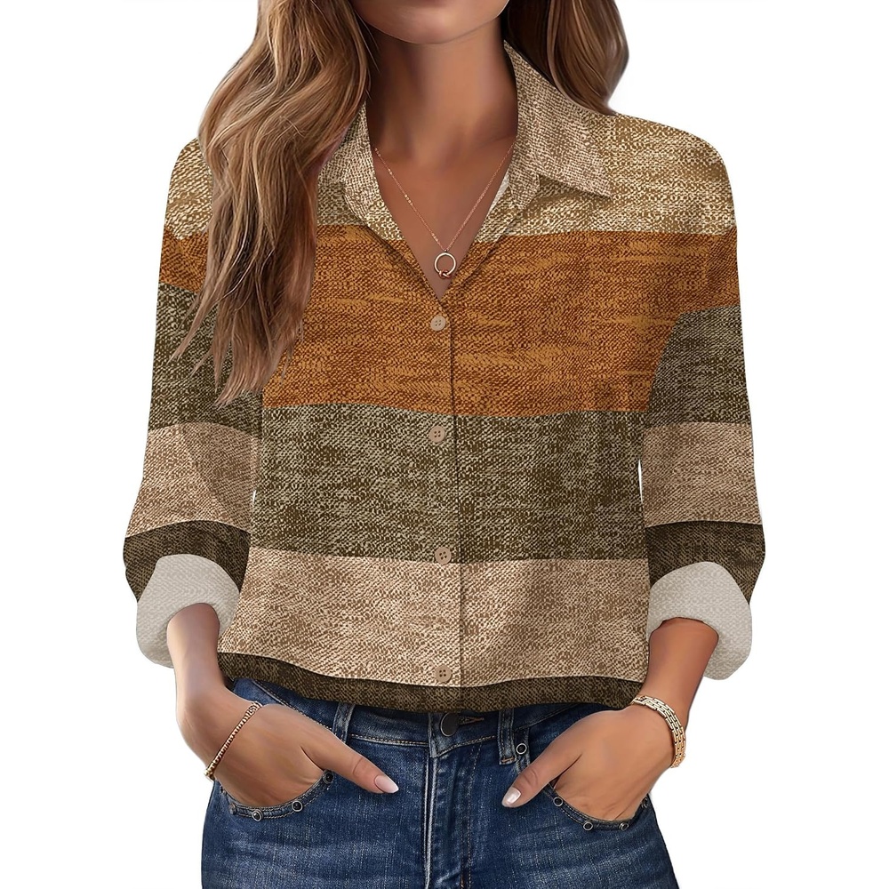 image:imageZeagoo Womens Tops Long Sleeve Satin Silk Button Down Shirts Dressy BlousesGeometric 398