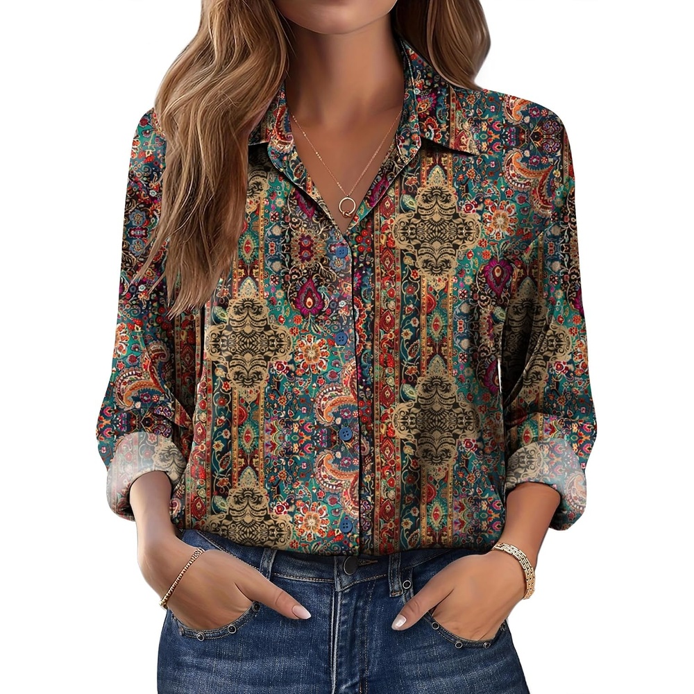 image:imageZeagoo Womens Tops Long Sleeve Satin Silk Button Down Shirts Dressy BlousesMulticolor 721