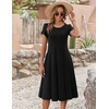 ZEAGOO Womens Casual Dresses for Summer Short Sleeve Flare Midi Dress Loose Flowy Beach Sundress(2501 A-black)