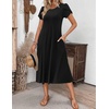 ZEAGOO Womens Casual Dresses for Summer Short Sleeve Flare Midi Dress Loose Flowy Beach Sundress(2501 A-black)