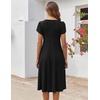 ZEAGOO Womens Casual Dresses for Summer Short Sleeve Flare Midi Dress Loose Flowy Beach Sundress(2501 A-black)