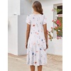 ZEAGOO Womens Casual Dresses for Summer Short Sleeve Flare Midi Dress Loose Flowy Beach Sundress(2501 White Floral)