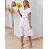 ZEAGOO Womens Casual Dresses for Summer Short Sleeve Flare Midi Dress Loose Flowy Beach Sundress(2501 White Floral)