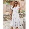 ZEAGOO Womens Casual Dresses for Summer Short Sleeve Flare Midi Dress Loose Flowy Beach Sundress(2501 White Floral)