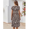 ZEAGOO Womens Casual Dresses for Summer Short Sleeve Flare Midi Dress Loose Flowy Beach Sundress(2601 Brown Floral)