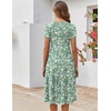 ZEAGOO Womens Casual Dresses for Summer Short Sleeve Flare Midi Dress Loose Flowy Beach Sundress(2601 Green Floral)