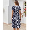 ZEAGOO Womens Casual Dresses for Summer Short Sleeve Flare Midi Dress Loose Flowy Beach Sundress(2601 Navy Floral)