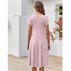 ZEAGOO Womens Casual Dresses for Summer Short Sleeve Flare Midi Dress Loose Flowy Beach Sundress(2601 Pink Floral)