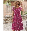ZEAGOO Womens Casual Dresses for Summer Short Sleeve Flare Midi Dress Loose Flowy Beach Sundress(2601 Purple Floral)