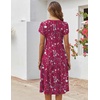 ZEAGOO Womens Casual Dresses for Summer Short Sleeve Flare Midi Dress Loose Flowy Beach Sundress(2601 Purple Floral)