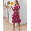 ZEAGOO Womens Casual Dresses for Summer Short Sleeve Flare Midi Dress Loose Flowy Beach Sundress(2601 Purple Floral)