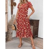 ZEAGOO Womens Casual Dresses for Summer Short Sleeve Flare Midi Dress Loose Flowy Beach Sundress(2601 Red Floral)