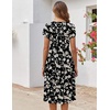 ZEAGOO Womens Casual Dresses for Summer Short Sleeve Flare Midi Dress Loose Flowy Beach Sundress(2602 Black Flower)