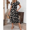 ZEAGOO Womens Casual Dresses for Summer Short Sleeve Flare Midi Dress Loose Flowy Beach Sundress(2602 Black Flower)