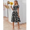ZEAGOO Womens Casual Dresses for Summer Short Sleeve Flare Midi Dress Loose Flowy Beach Sundress(2602 Black Flower)