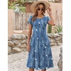 ZEAGOO Womens Casual Dresses for Summer Short Sleeve Flare Midi Dress Loose Flowy Beach Sundress(2602 Blue Flower)