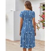 ZEAGOO Womens Casual Dresses for Summer Short Sleeve Flare Midi Dress Loose Flowy Beach Sundress(2602 Blue Flower)