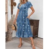 ZEAGOO Womens Casual Dresses for Summer Short Sleeve Flare Midi Dress Loose Flowy Beach Sundress(2602 Blue Flower)