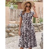 ZEAGOO Womens Casual Dresses for Summer Short Sleeve Flare Midi Dress Loose Flowy Beach Sundress(2602 Brown Flower)