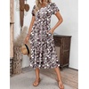 ZEAGOO Womens Casual Dresses for Summer Short Sleeve Flare Midi Dress Loose Flowy Beach Sundress(2602 Brown Flower)