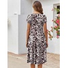 ZEAGOO Womens Casual Dresses for Summer Short Sleeve Flare Midi Dress Loose Flowy Beach Sundress(2602 Brown Flower)