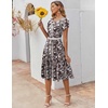 ZEAGOO Womens Casual Dresses for Summer Short Sleeve Flare Midi Dress Loose Flowy Beach Sundress(2602 Brown Flower)