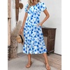 ZEAGOO Womens Casual Dresses for Summer Short Sleeve Flare Midi Dress Loose Flowy Beach Sundress(2602 Light Blue Floral)
