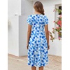 ZEAGOO Womens Casual Dresses for Summer Short Sleeve Flare Midi Dress Loose Flowy Beach Sundress(2602 Light Blue Floral)