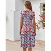 ZEAGOO Womens Casual Dresses for Summer Short Sleeve Flare Midi Dress Loose Flowy Beach Sundress(2602 Mixed Red Floral)