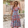 ZEAGOO Womens Casual Dresses for Summer Short Sleeve Flare Midi Dress Loose Flowy Beach Sundress(2602 Mixed Red Floral)