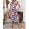 ZEAGOO Womens Casual Dresses for Summer Short Sleeve Flare Midi Dress Loose Flowy Beach Sundress(2602 Mixed Red Floral)