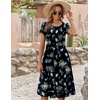 ZEAGOO Womens Casual Dresses for Summer Short Sleeve Flare Midi Dress Loose Flowy Beach Sundress(2602 Navy Flower)