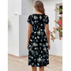 ZEAGOO Womens Casual Dresses for Summer Short Sleeve Flare Midi Dress Loose Flowy Beach Sundress(2602 Navy Flower)