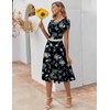 ZEAGOO Womens Casual Dresses for Summer Short Sleeve Flare Midi Dress Loose Flowy Beach Sundress(2602 Navy Flower)