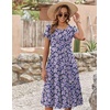 ZEAGOO Womens Casual Dresses for Summer Short Sleeve Flare Midi Dress Loose Flowy Beach Sundress(2602 Purple Flower)