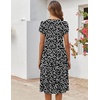 ZEAGOO Womens Casual Dresses for Summer Short Sleeve Flare Midi Dress Loose Flowy Beach Sundress(Black Flower 02)