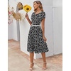 ZEAGOO Womens Casual Dresses for Summer Short Sleeve Flare Midi Dress Loose Flowy Beach Sundress(Black Flower 02)
