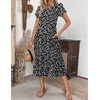 ZEAGOO Womens Casual Dresses for Summer Short Sleeve Flare Midi Dress Loose Flowy Beach Sundress(Black Flower 02)